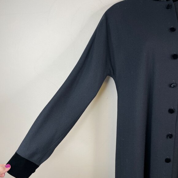 Vintage Evan Picone Dark Academia VELVET TRIM Wool Dress 4 Minimalist Classic - Picture 6 of 11